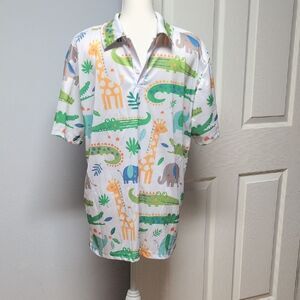 Playful Safari Animal Print Polo Size XL
